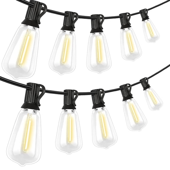 Outdoor String Lights 50FT LED Patio Lights with 25 Plastic Edison Bulbs, Waterproof Heavy Duty Hanging Globe String Lights for Backyard