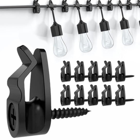 Outdoor String Lights Clips Weather Proof Cable Hanger Hooks For Hanging Lights Holiday Decor 10Pack