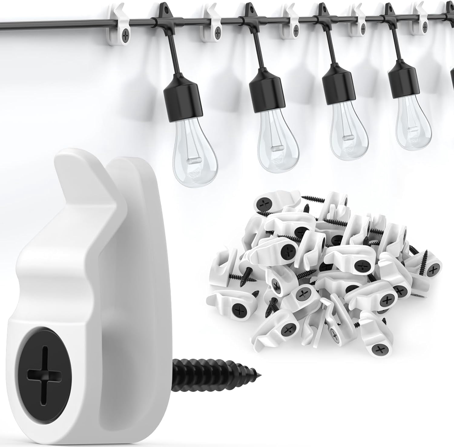 Iplusmile Christmas Light Clips – 20 Pack Screw-in Hooks For String Lights, Weatherproof, For Gutters, Patio, Fence