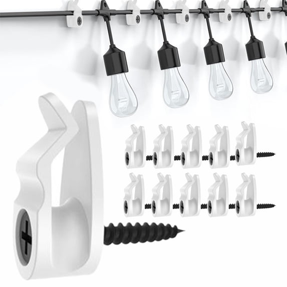 Outdoor String Lights Clips Weatherproof Cable Hanger Hooks for Hanging Holiday Decor 10 Pack