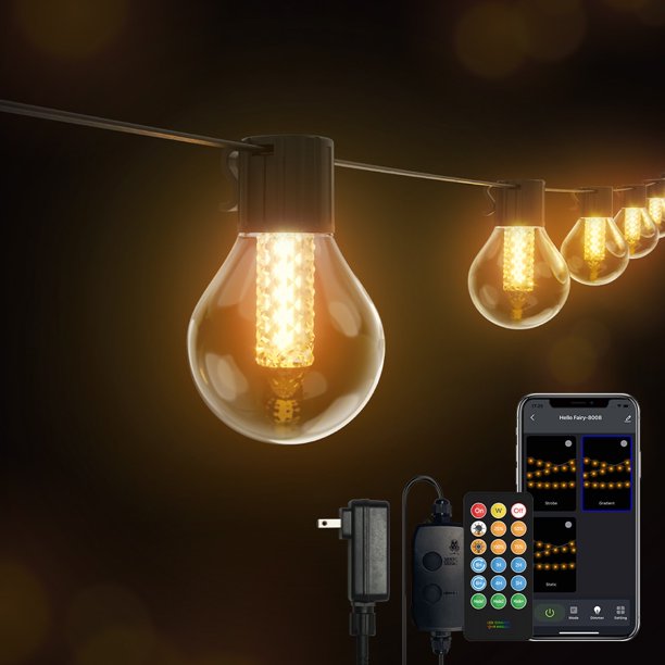 Outdoor String Lights with Dimmer App Control, 25Ft Patio Lights