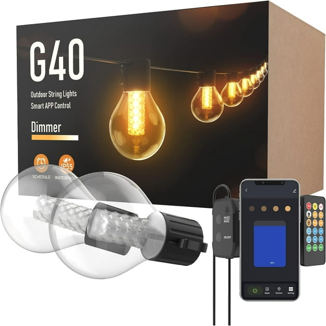 Outdoor String Lights with Dimmer App Control, 25Ft Patio Lights