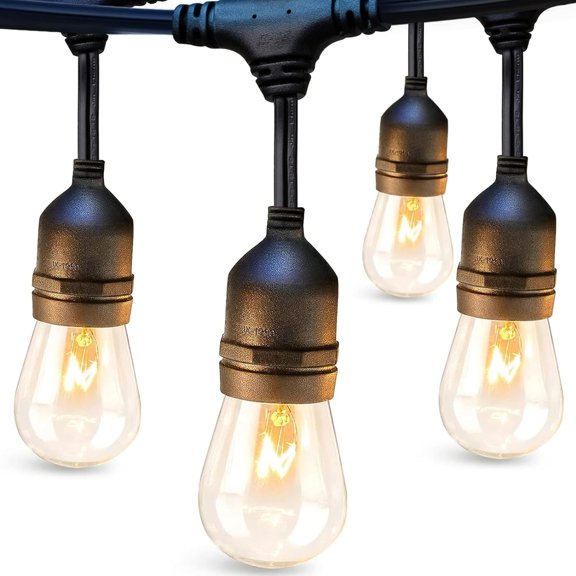Outdoor String Lights G40 with Remote, LED Shatterproof Bulbs, Dimmable Patio Globe Lights Waterproof, Hanging Outside Lighting for Backyard, Garden, Deck, Balcony, Porch, Café, Decor