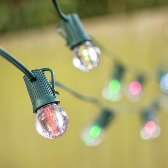 Outdoor String Lights LED Globe String Lights G30 Bulb 50 Ft Green C9 Strand Color Changing
