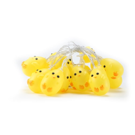 Outdoor String Lights Light Source Easter Chick Ornament Yellow Polymer 300 cm with Battery Power and Flashing/Constant Modes