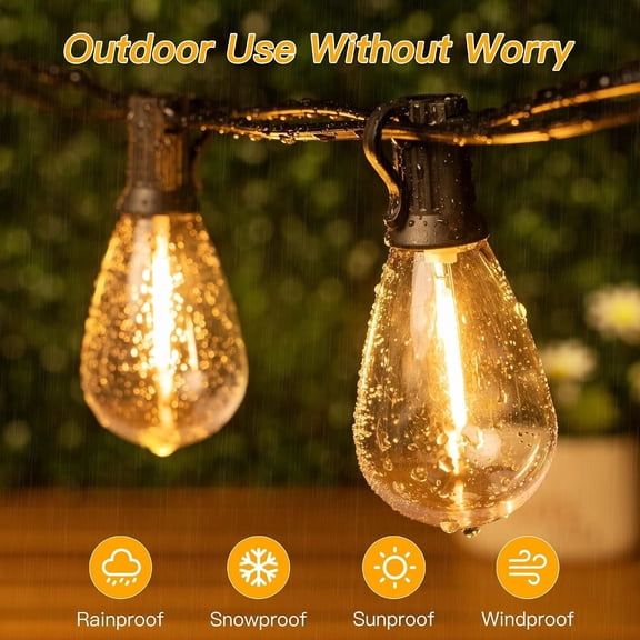 Outdoor String Lights with Remote, 30 FT 3 Modes Dimmable Timers Waterproof Connectable Patio Lights, 15+1 LED Spare Bulb Dusk to Dawn Hanging Light for Indoor Porch Balcony Cafe