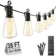 Outdoor String Lights with Remote, 38FT LED Patio Lights with 16