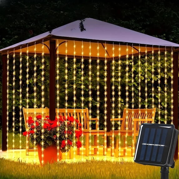 Outdoor String Lights Solar Curtain String Lights LED Lights LED 8 ...