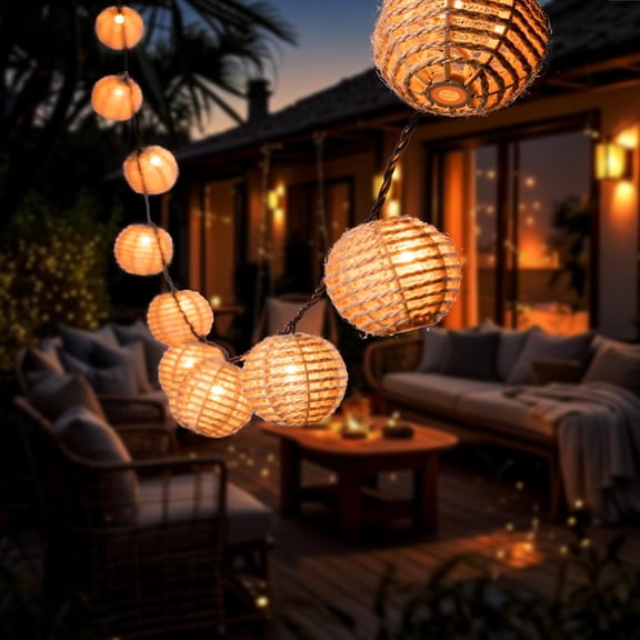 Outdoor-String-Lights-Waterproof, Boho String Lights for Patio, Garden, Porch, Balcony, Gazebo Decorative (Twine Ball)