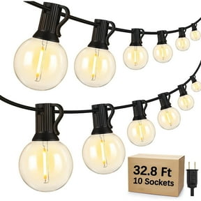 Outdoor String Lights - Waterproof Globe Patio Lights 30 Ft with 10 G40 Shatterproof LED Bulbs, Connectable Commercial Hanging Light for Backyard, Bistro, Porch, Cafe, Deck, Garden