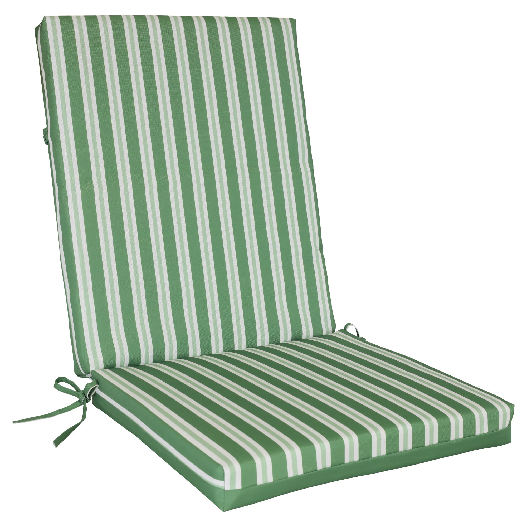 Outdoor Stripe Printed High Back Cushion 19 x 42 in Sage