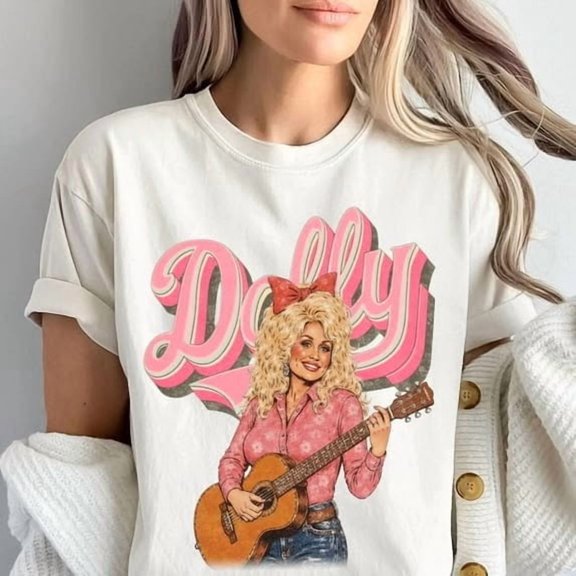 Outdoor Studio Retro Dolly Pink Cowgirl Country Music Western T-Shirt