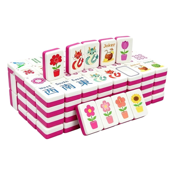 Summer Outdoor Entertainment Floating Pool Mahjong Set, Waterproof EVA Foam American Mahjong Tiles Containing Dice and Storage Bag, Easy Carry Game for Beach Vacations