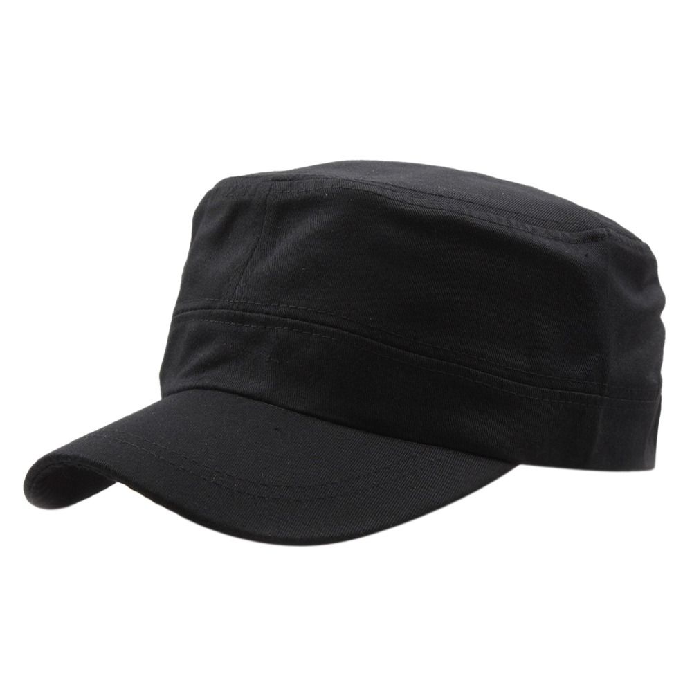 Unisex Casual Flat Top Army Cap / Cadet Hat – Lightweight Polyester, Solid Colors, Adjustable