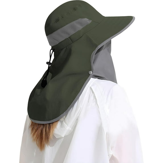 Outdoor Sun Hat Detachable Neck Face Flap UPF 50+UV Protection Visor Fishing Hats with Neck Flap for Men & Women