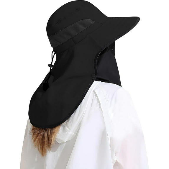 Outdoor Sun Hat Detachable Neck Face Flap UPF 50+UV Protection Visor Fishing Hats with Neck Flap for Men & Women