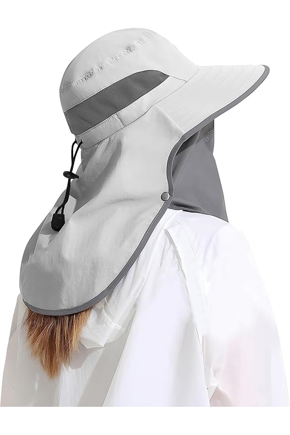 Outdoor Sun Hat Detachable Neck Face Flap UPF 50+UV Protection Visor Fishing Hats with Neck Flap for Men Women