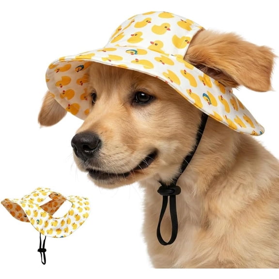 Outdoor Sun Hat for Pets, Adjustable Dog Sun Hat with Ear Holes for Small Big Cats Dogs, Breathable Pet Bonnet for Beach & Summer Walks