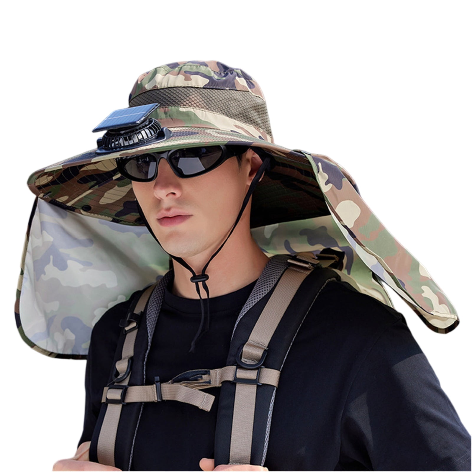 Men's High Visibility Boonie Hat With Reflective Stripe & Neck Flap - Wide Brim Sun Protection
