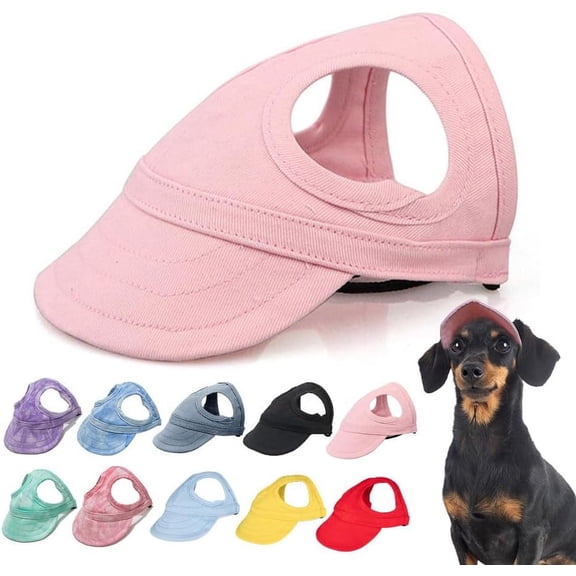 Outdoor Sun Protection Hat for Dogs, Canvas Dog Hat with Ear Holes and Adjustable Neck Strap(xw)