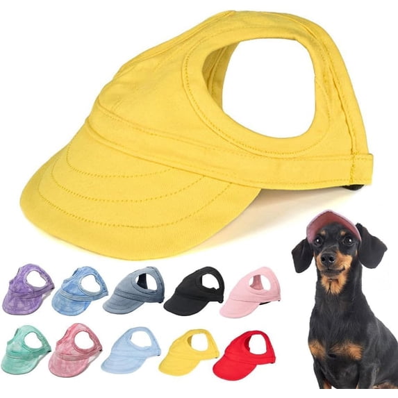 Outdoor Sun Protection Hood for Dogs, 2026 New Adjustable Dog Sun Protection Baseball Hat Cap, Pet Baseball Hat Cap Visor Sunbonnet Outfit with Ear Holes for Small Medium Dogs(Yellow,XL)