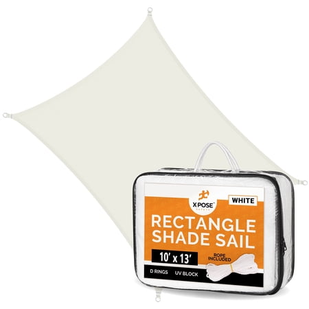 Outdoor Sun Shade - 10' x 13' White Rectangle Shade Sails for Backyard - Sun Shade Balcony Shade Canopy - Pergola Shade Cover for Garden - Sun Sail Deck Shade Sunshades for Patio - Sun Shades Outdoor