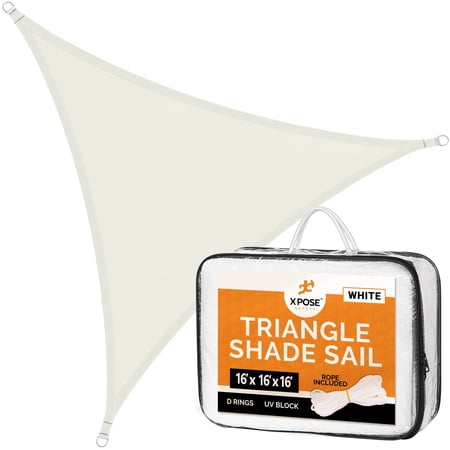 Outdoor Sun Shade - 16' x 16' x 16' White Shade Sails for Backyard - Sun Shade Balcony Shade Canopy - Pergola Shade Cover for Garden - Sun Sail Deck Shade Sunshades for Patio - Sun Shades Outdoor