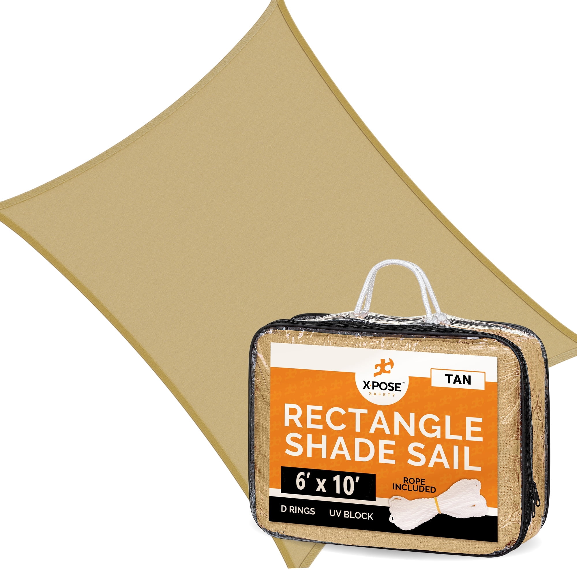 Tan 6' x 10' UV-Resistant HDPE Rectangle Shade Sail