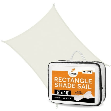 Outdoor Sun Shade - 6' x 10' White Rectangle Shade Sails for Backyard - Sun Shade Balcony Shade Canopy - Pergola Shade Cover for Garden - Sun Sail Deck Shade Sunshades for Patio - Sun Shades Outdoor