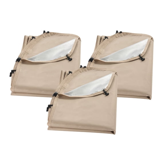 Outdoor Sun Shade Canopy, 5.5 x 4.6 ft Silver Coated Fabric, 3-Pack Beige Sun Protection Covers for Patio, Garden, and Screen House Tents