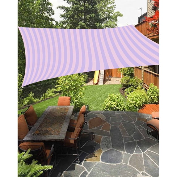 Outdoor Sun Shade Sail 14'x18', Purple Patio Beach Shade Canopy Cloth Waterproof, Geometric Vertical Striped Solid Rainbow TearResistant & UV Protection Sun Sail for Backyard Garden Deck