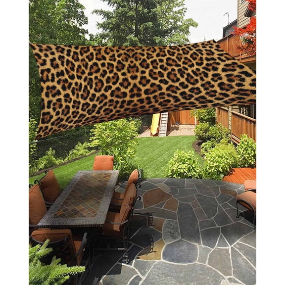 Outdoor Sun Shade Sail 6.5'x10', Brown Leopard Print Patio Beach Shade Canopy Cloth Waterproof, Classic Abstract Animal Patterned TearResistant & UV Protection Sun Sail for Backyard Garden Deck
