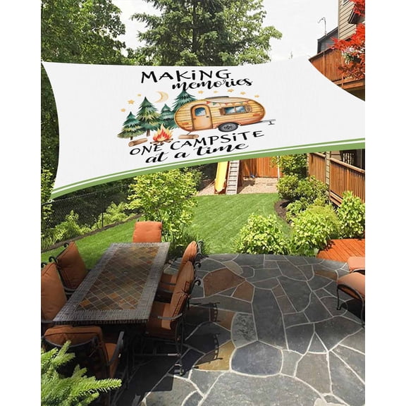 Outdoor Sun Shade Sail 6.5'x10', Camping Patio Beach Shade Canopy Cloth Waterproof, Fall Summer Nature Forest Car Tree Moon TearResistant & UV Protection Sun Sail for Backyard Garden Deck