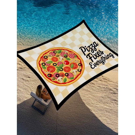 Outdoor Sun Shade Sail 6.5'x10', Pizza Patio Beach Shade Canopy Cloth Waterproof, Watercolor Yellow Plaid Checkered TearResistant & UV Protection Sun Sail for Backyard Garden Deck