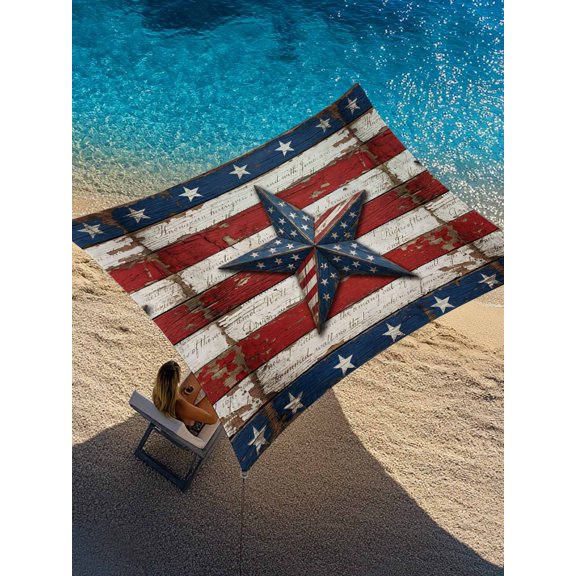 Outdoor Sun Shade Sail 6.5'x10', Thin Red Blue Lines Patio Beach Shade Canopy Cloth Waterproof, Vintage Texas Star Distressed Striped TearResistant & UV Protection Sun Sail for Backyard Garden Deck