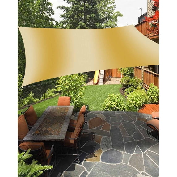 Outdoor Sun Shade Sail 6.5'x10', Yellow Ombre Patio Beach Shade Canopy Cloth Waterproof, Modern Abstract Art Farmhouse Gradient TearResistant & UV Protection Sun Sail for Backyard Garden Deck