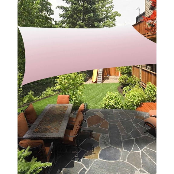 Outdoor Sun Shade Sail 8'x10', Pink White Ombre Patio Beach Shade Canopy Cloth Waterproof, Pink Gradient Color Modern Abstract Art TearResistant & UV Protection Sun Sail for Backyard Garden Deck