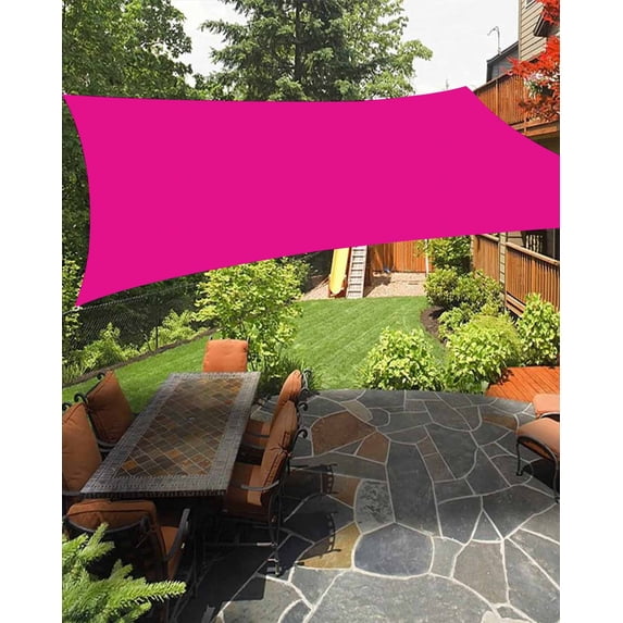 Outdoor Sun Shade Sail 8'x10', Rose Pink Patio Beach Shade Canopy Cloth Waterproof, Farmhouse Solid Pink Color Modern Art TearResistant & UV Protection Sun Sail for Backyard Garden Deck