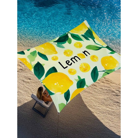 Outdoor Sun Shade Sail 8'x10', Summer Lemon Patio Beach Shade Canopy Cloth Waterproof, Yellow Lemon Fruits Leaves Botanical TearResistant & UV Protection Sun Sail for Backyard Garden Deck