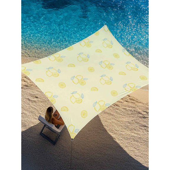 Outdoor Sun Shade Sail 8'x10', Yellow Lemon Patio Beach Shade Canopy Cloth Waterproof, Summer Farmhouse Fruits Leaves Lemon TearResistant & UV Protection Sun Sail for Backyard Garden Deck