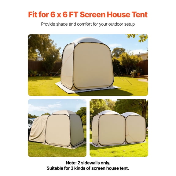 Outdoor Sun Shade Sail Canopy 2 Pack, Silver Coated 300D Oxford Cloth, Fit for 66 ft Screen House Tent, Sun Protection Cover, Tent Not Included, Beige