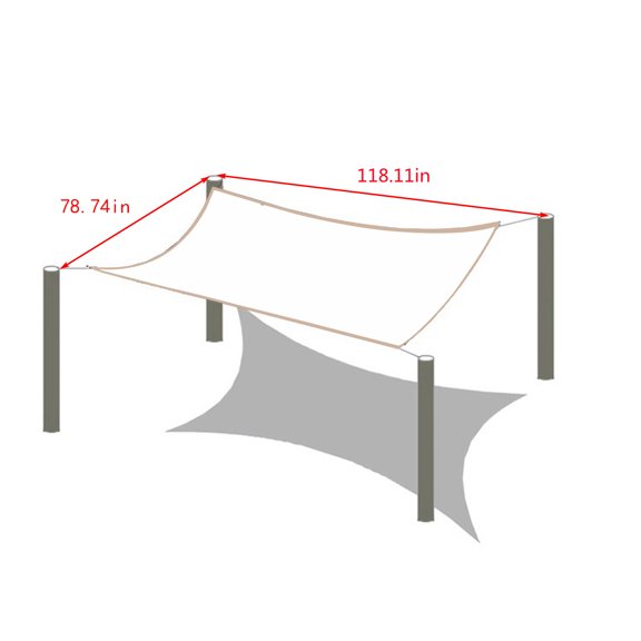 Outdoor Sun Shade Sail Rectangle 95% UV Protection HDPE Fabric Patio Garden Pool Awning with Rope Included for Shade Block in White