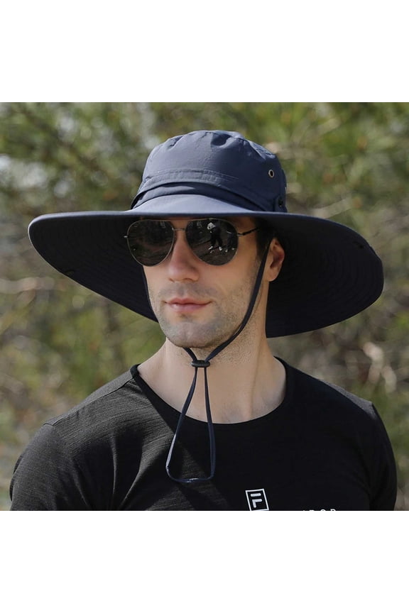 Outdoor Sun Shielded Fisherman Hat for Everyday Outdoor Adventures with Wide Brim and Breathable and Lightweight Hat for Hiking and Fishing, Navy