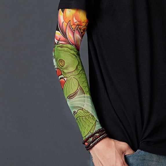Outdoor Sun Sleeve Summer Ride Tattoo Flower Arm Sleeve Seamless Sewing Ice Sleeve Arm Guard Arm Tattoo