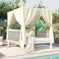 thumbnail image 1 of Outdoor Sunbed with Blackout Curtains, Ergonomic Patio Chaise with Thick Foam Padding, for Patios, Garden, Beige, 1 of 9