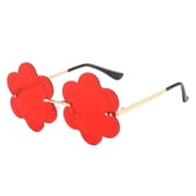 Rimless Heart Shaped Sunglasses Metal Frame Eyewear for Outdoor Cycling Rave Parties and Festivals