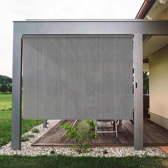 Outdoor Sunshade Roller Shades 72" W x 72" H, Cordless Roll Up Shade Blinds Privacy Screen with 90% Protection, Exterior Shade Cloth for Porch Pergola Balcony Windows, Dark Grey