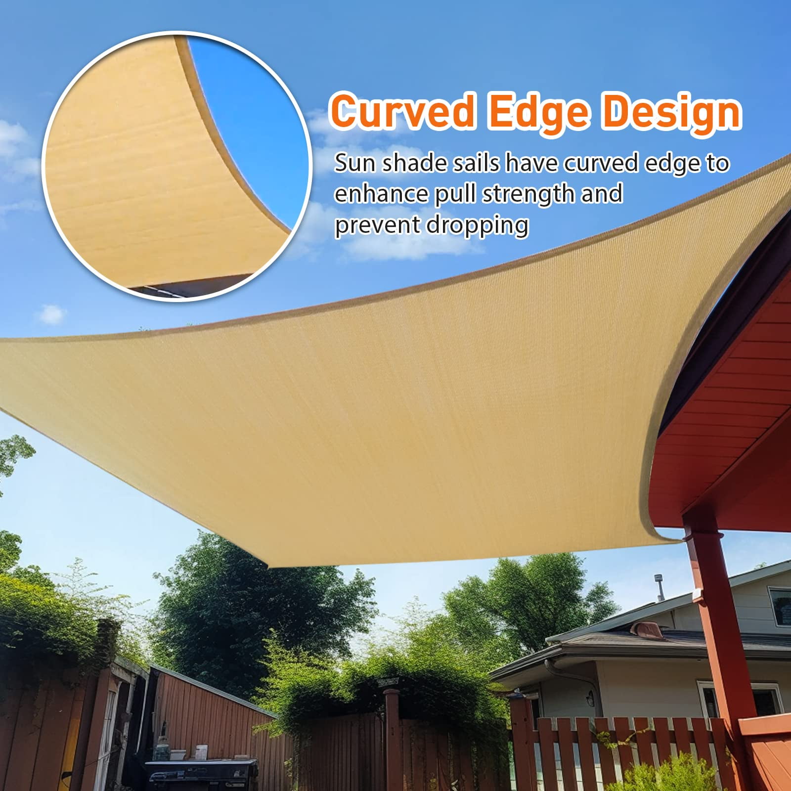 Outdoor Sunshade Sail Canvas Canopies & Privacy Screens Shading for Patio Garden Backyard, 16'x20'