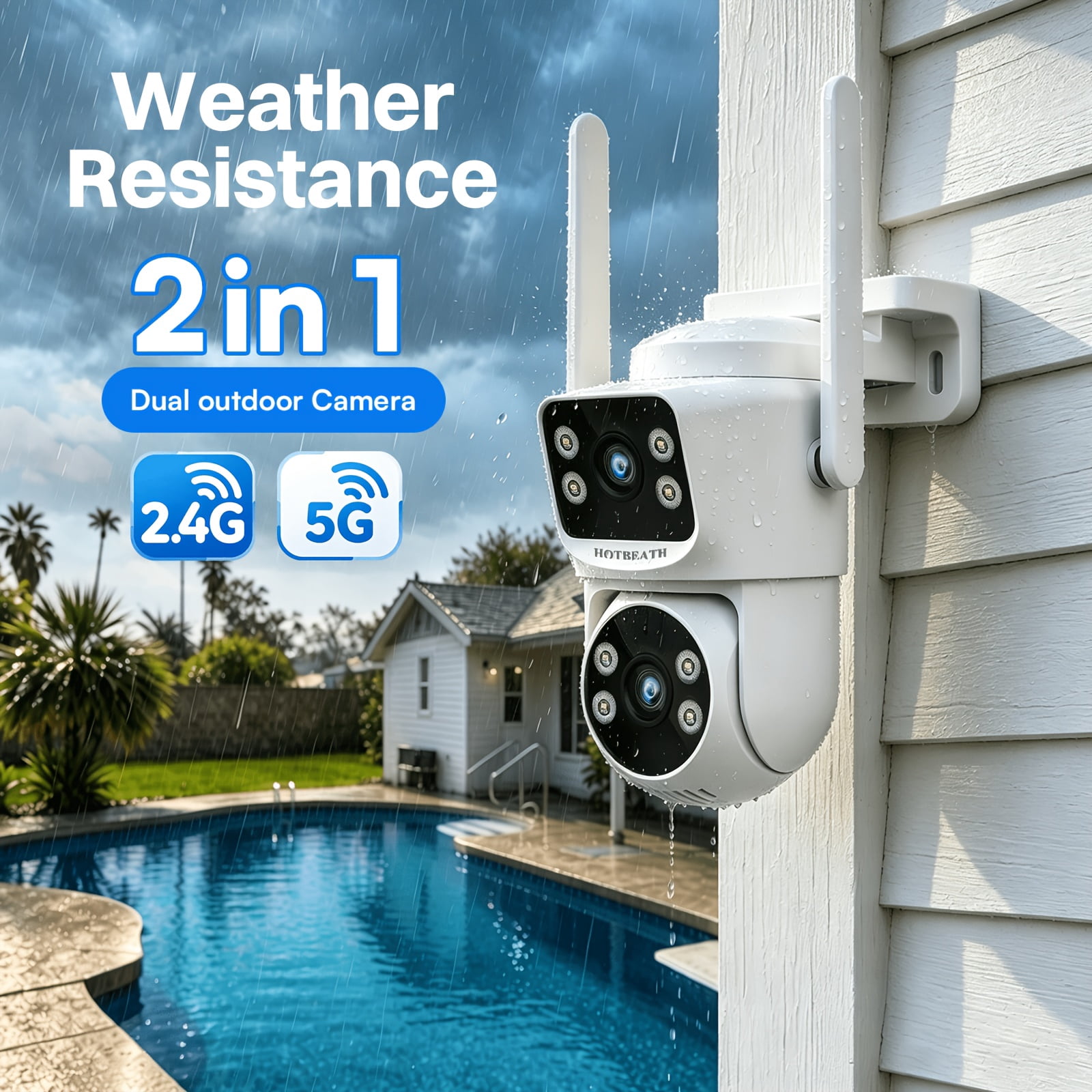 Outdoor Surveillance Camera, Dual-Band WiFi Security Camera with Dual ...