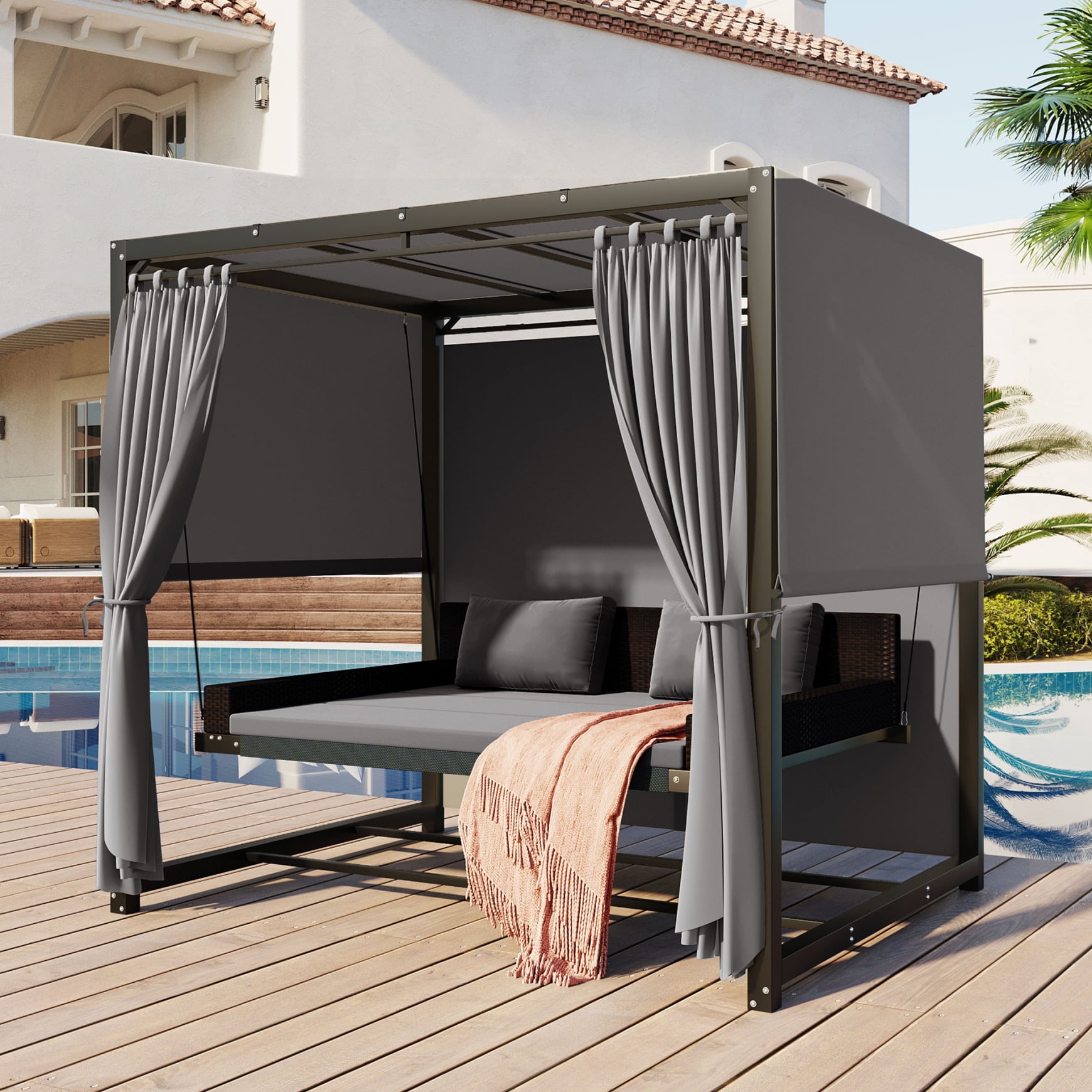 Garden swing 2024 bed with canopy